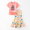 GIRLS HALLOWEEN&THANKSGIVING PUMPKIN PRINT OUTFIT SET