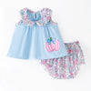 TODDLER GIRLS HALLOWEEN & THANKSGIVING PUMPKIN APPLIQUE BLOOMER SET