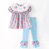 GIRLS HALLOWEEN&THANKSGIVING PUMPKIN EMBROIDERY RUFFLE OUTFIT SET