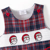 TODDLER BOYS CHRISTMAS SANTA CLAUS EMBROIDERY SMOCKED ROMPER