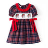 GIRLS CHRISTMAS SANTA CLAUS EMBROIDERY SMOCKED DRESS