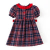 GIRLS CHRISTMAS SANTA CLAUS EMBROIDERY SMOCKED DRESS