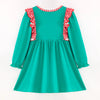 GIRLS CHRISTMAS SANTA CLAUS APPLIQUE COTTON DRESS