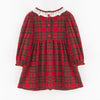 GIRLS CHRISTMAS RED PLAID COTTON SMOCKED DRESS