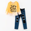 GIRLS FALL FOR JESUS PRINT DENIM SET