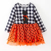 GIRLS HALLOWEEN KITTY PRINT TULLE DRESS
