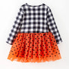GIRLS HALLOWEEN KITTY PRINT TULLE DRESS