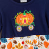 GIRLS FALL PUMPKIN APPLIQUE RUFFLE SLEEVES DRESS