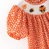 GIRLS THANKSGIVING TURKEY EMBROIDERY SMOCKED DRESS