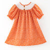 GIRLS THANKSGIVING TURKEY EMBROIDERY SMOCKED DRESS