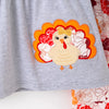 GIRLS THANKSGIVING TURKEY APPLIQUE OUTFIT SET WITH SCARF
