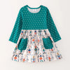 GIRLS CHRISTMAS PRINT DRESS