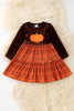 Brown Faux Velvety Ruffle Dress