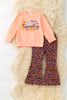 "Spooky Season" Coral Appliqué Sweatshirt with Animal Print Bell Bottoms
