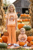 "Thankful" pumpkin printed girls tunic & gingham pants