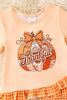 "Thankful" pumpkin printed girls tunic & gingham pants