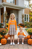 Floral Ghost Applique on Orange Dress