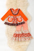 Stripe, Floral Multi-Printed Block in Orange Tone 2 piece set