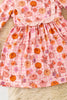 Pumpkin Printed on Pink Dress w/ Bell Sleeves