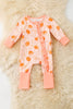 Pumpkin Printed on Pink Baby Romper with Ruffle Trim