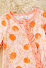 Pumpkin Printed on Pink Baby Romper with Ruffle Trim