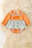 Orange Gingham & Stripe Printed Baby Dress w/Attached Bloomers