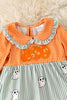 Orange Gingham & Stripe Printed Baby Dress w/Attached Bloomers