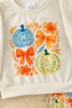 Bow & Pumpkin Printed on Ivory & Printed Bottoms