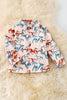 (Western) Horse printed on cream long sleeve button up shirt.