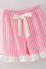 Pink Half Floral Half Stripe Printed Girls Pajamas