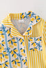 Half Lemon Half Stripe Printed Girls Pajamas