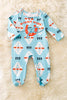 Mint aztec printed boys bodysuit with footie.