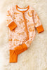 Orange multi printed western baby onesie w/zipper. (WESTERN)
