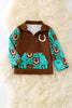 (Western) Brown shoe horse printed boys pullover.