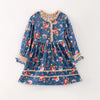 GIRLS BLUE FLORAL PRINT DRESS