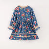 GIRLS BLUE FLORAL PRINT DRESS