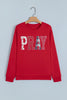 Racing Red Floral Buffalo Plaid Striped Embroidered Patch Western Pullover Sweatshirt