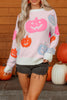 Beige Halloween Cute Pumpkin Pattern Sweater