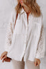 White Cotton Gauze Lace Patchwork Long Sleeve Shirt
