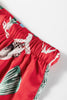 Red Christmas Fashion Print Contrast Ruffle Trim Ribbon Bow Knot 2pcs Pajama Set