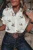 White Mallard Printed Button Flap Pocket Short Sleeve Shirt
