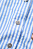 Sky Blue Striped Leopard Print Patchwork Button Up Womens Shirt