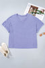 Wisteria V Neck Short Sleeve Plus Size Waffle Knit Top