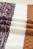 Brown Mixed Texture Knit Striped Color Block Loose Sweater