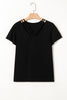 Black Crisscross V Neck Butterfly Sleeve T Shirt