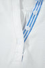Sky Blue Striped Frilled Collar Short Sleeve Blouse