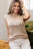 Parchment Contrast Trim Short Sleeve Knit HOWDY Western Sweater