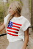 Sky Blue Flag Graphic Short Sleeve Sweater Top