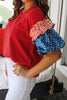 Beau Blue Stars Stripes Short Puff Sleeve Top