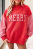 Fiery Red Gingham Plaid Oversized Pullover Sweatshirt